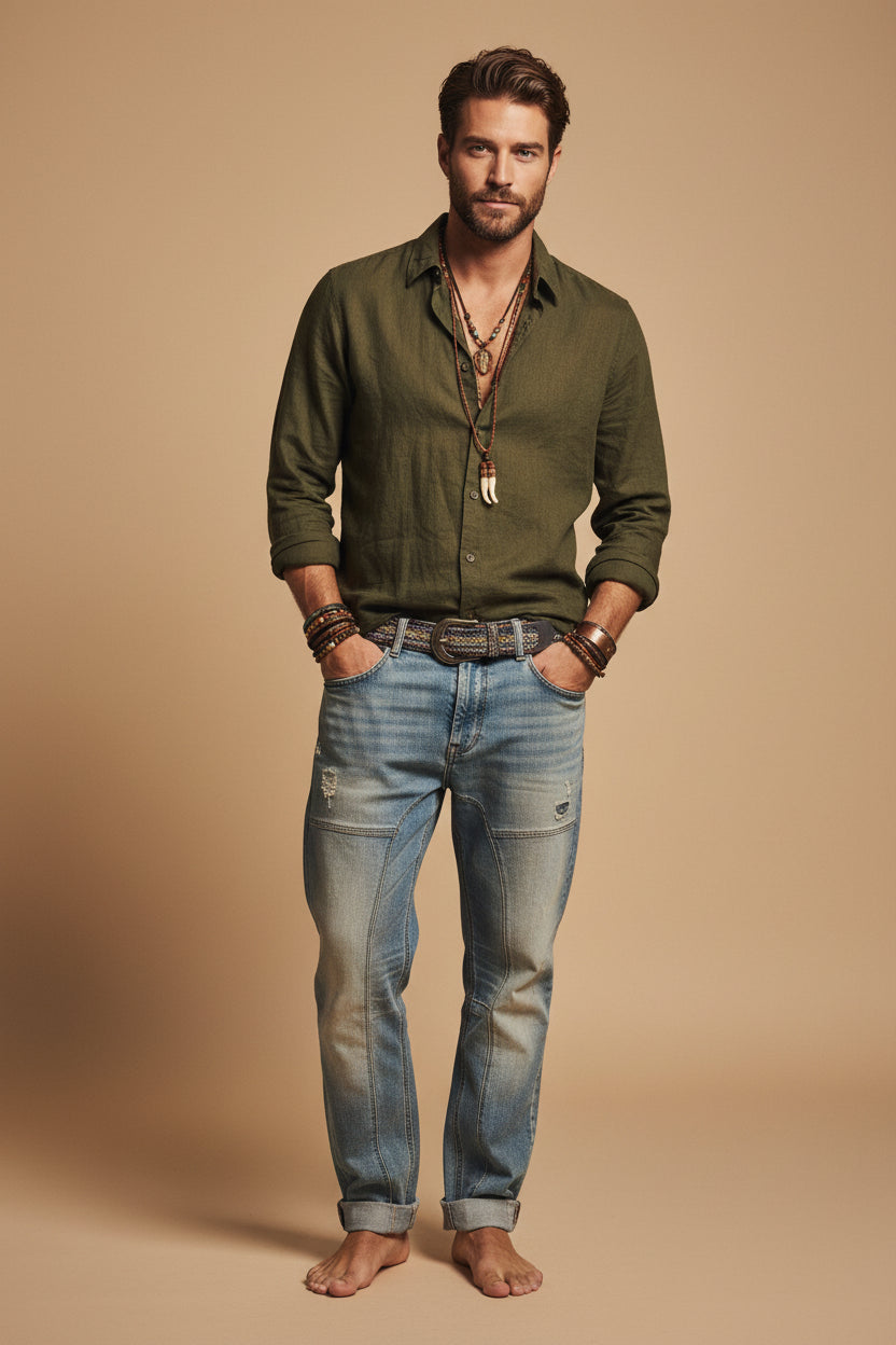 camisa lino premium manga larga caballeo en mexico