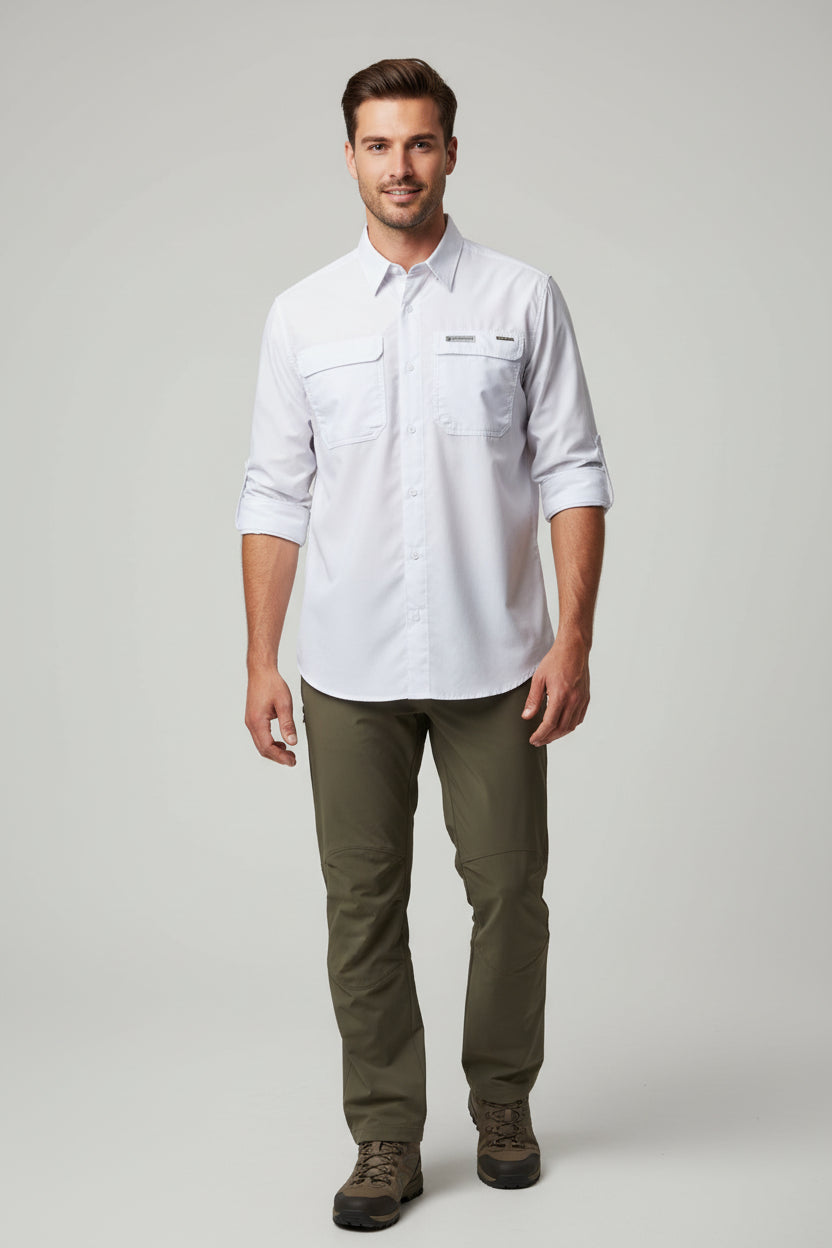 Camisa Terrain Relax Fit blanca pesca protección solar outdoor Los Cabos