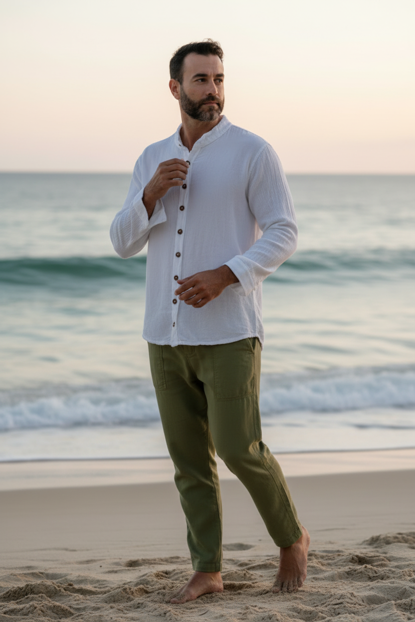 FOUR SEASONS Shirt in Manta | Olive Green for Men | Only Cabo®