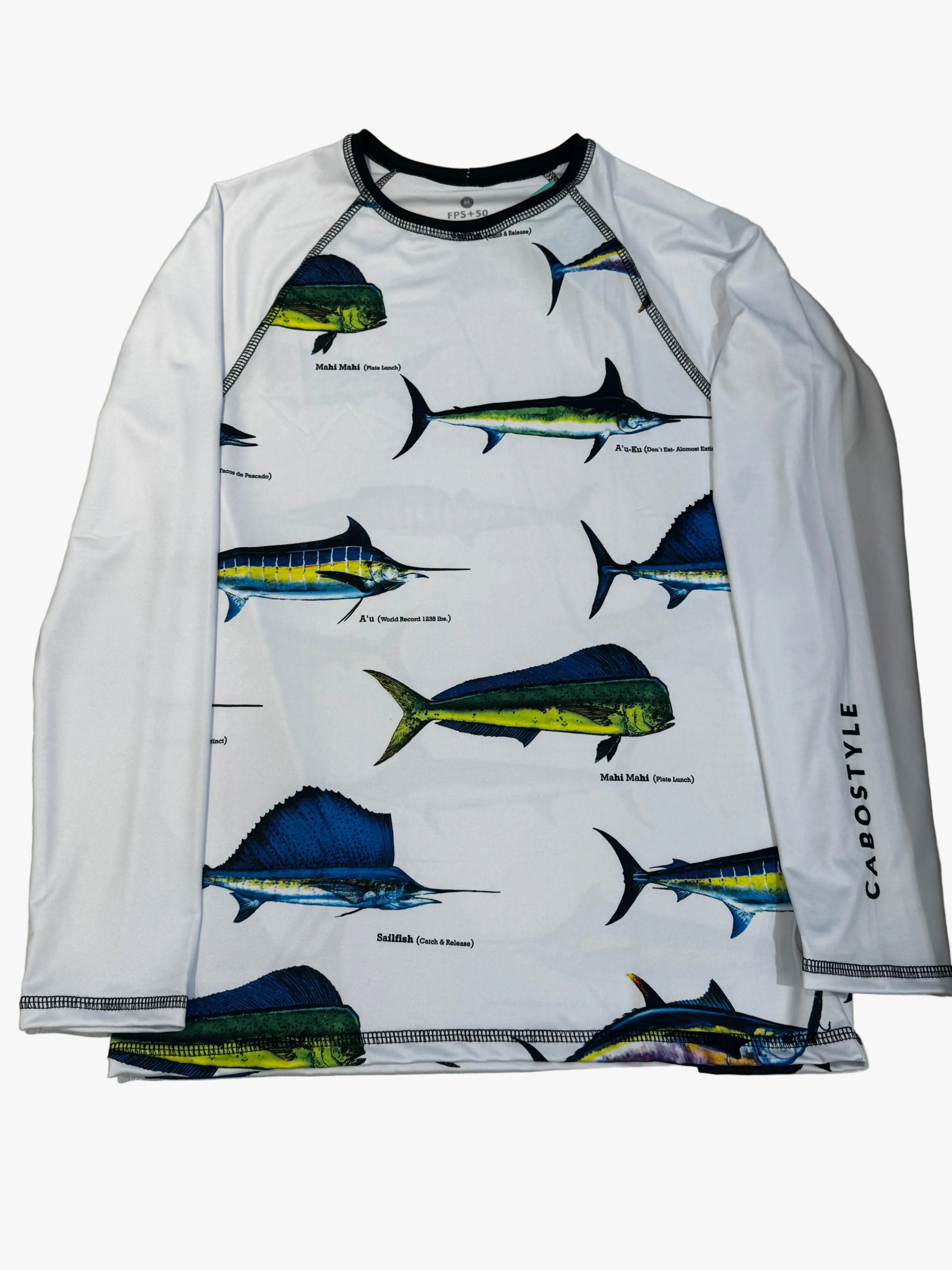 Rashguard Marlins protección solar surf pesca playa Los Cabos Cabostyle