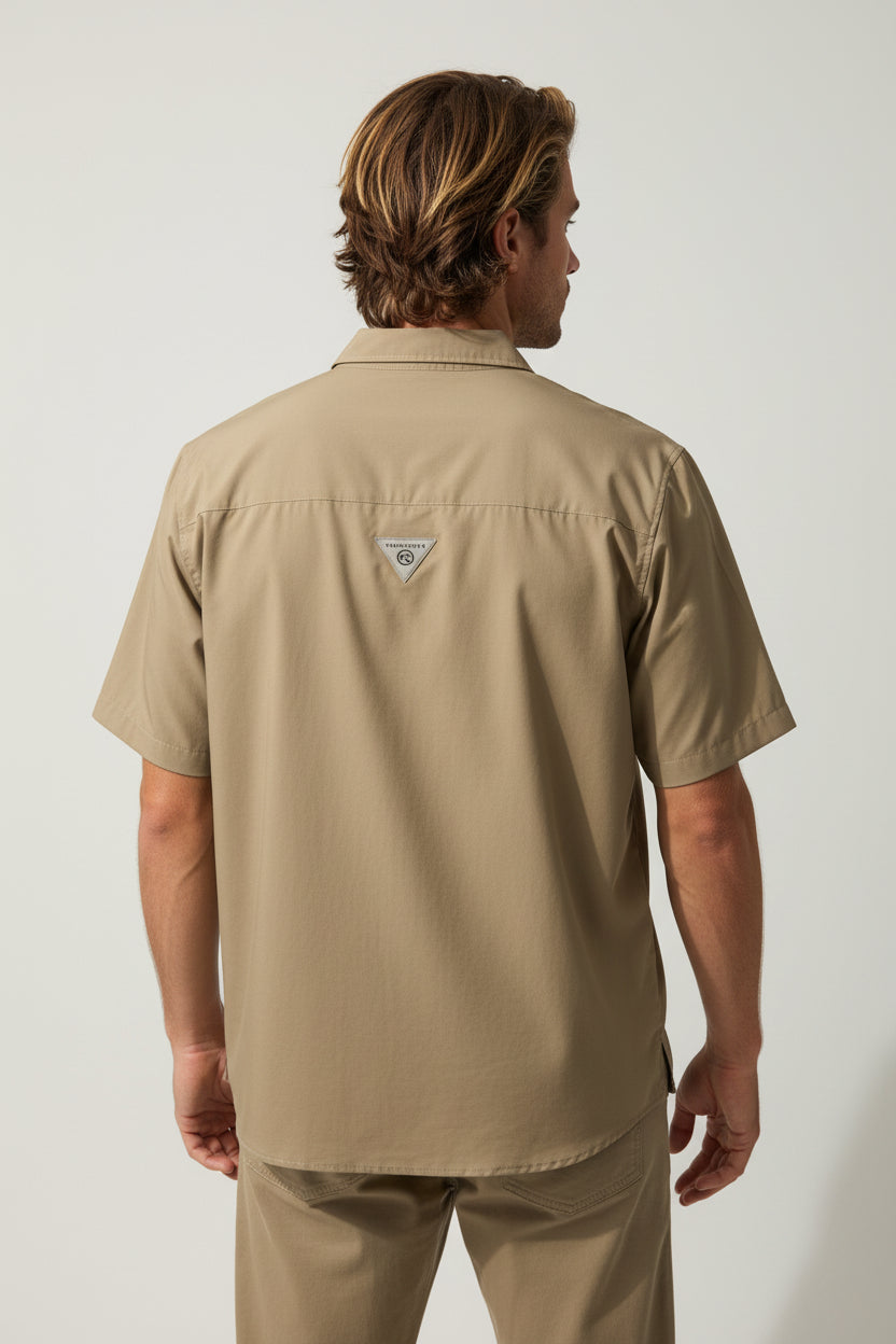OCEAN Relax Fit Shirt | Fishing and Sun Protection | Taupe Short Sleeve