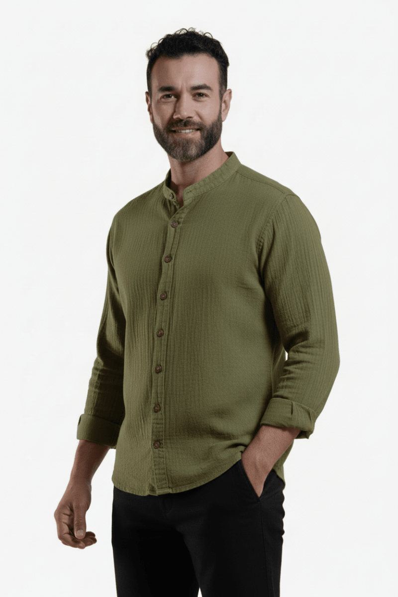 Camisa FOUR SEASONS en Manta Color Green Olive para Caballero | Only Cabo® - Cabostyle Store