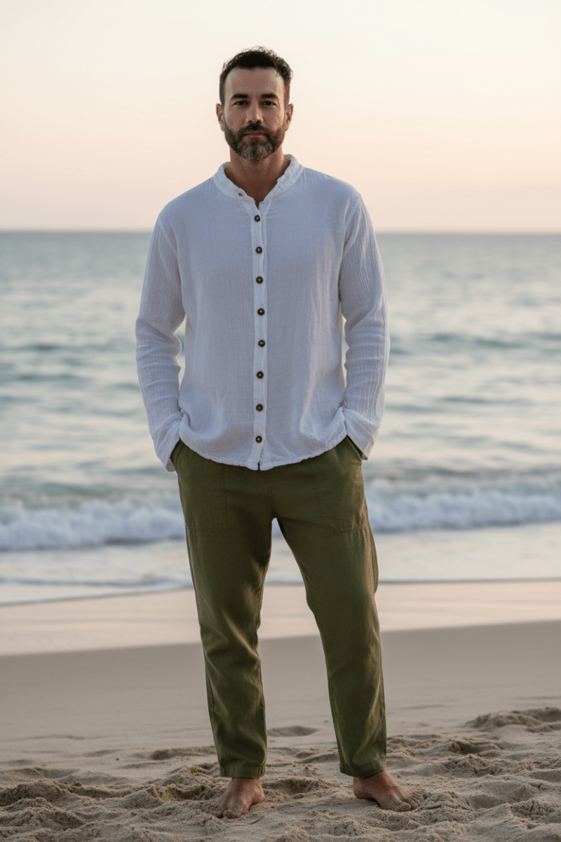 Camisa FOUR SEASONS en Manta Color Pepper para Caballero | Only Cabo® - Cabostyle Store