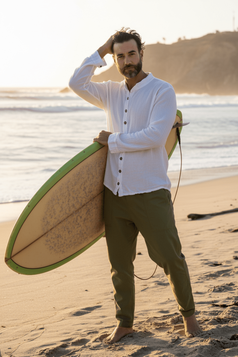 Camisa FOUR SEASONS en Manta Negro para Caballero| Only Cabo® - Cabostyle Store