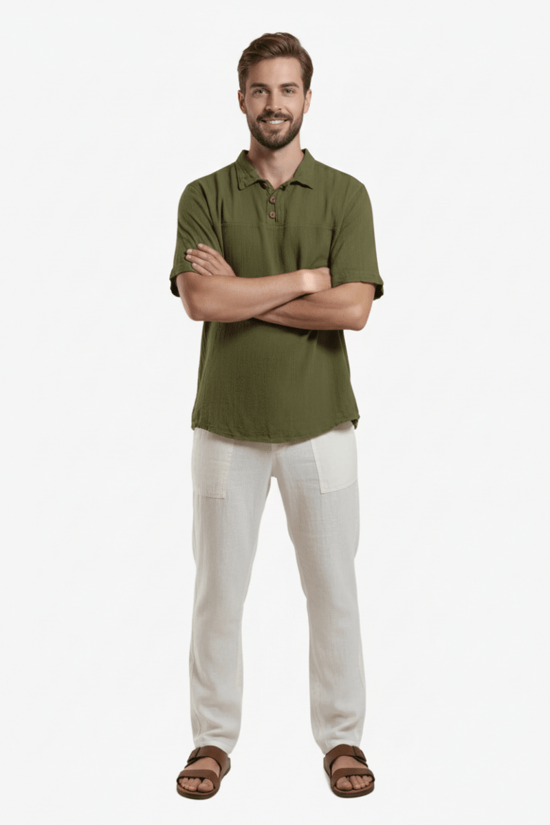 Camisa PALMILLA en Manta Color White Pepper para Caballero | Only Cabo® - Cabostyle Store