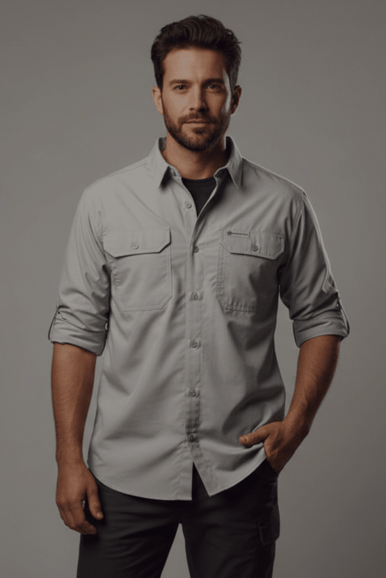 Camisa TERRAIN Relax Fit | Pesca y Protección Solar | Gris - Cabostyle Store