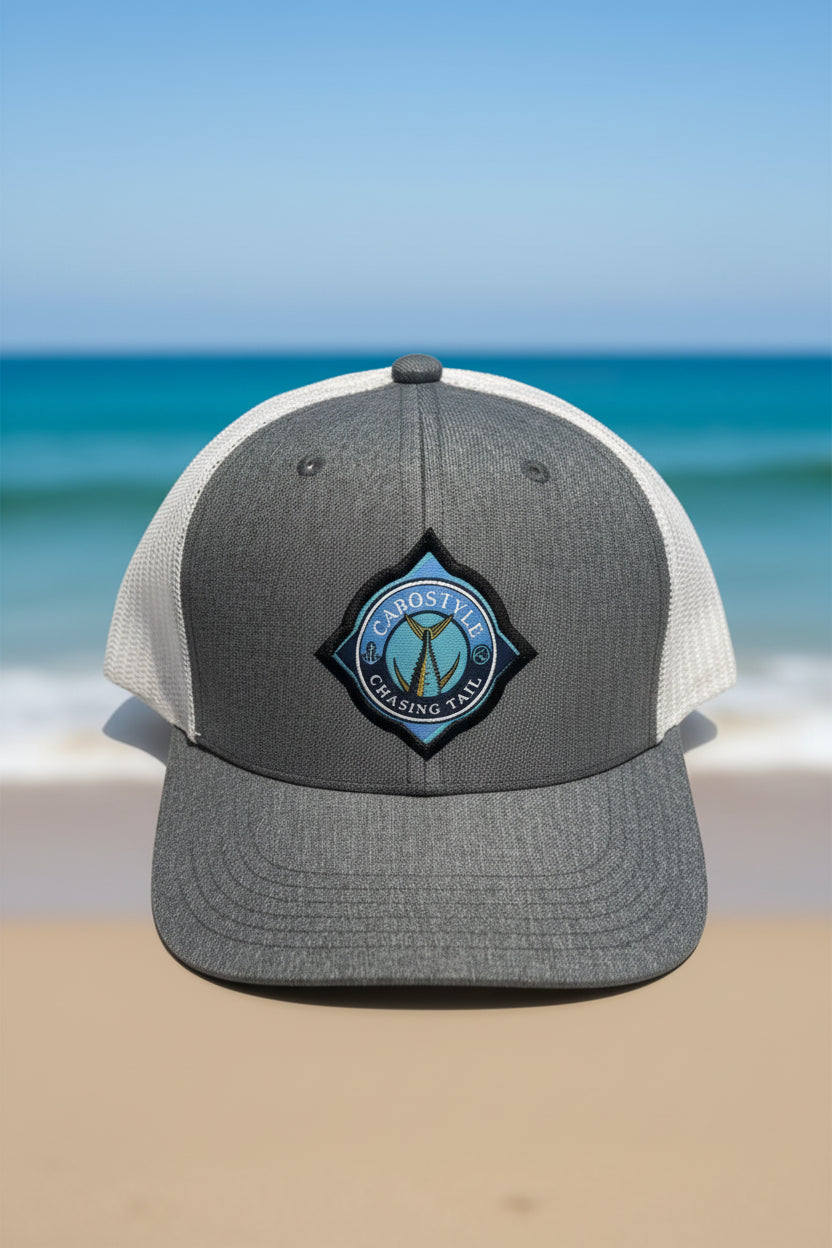 Gorra jaspe blanco Chasing Tail trucker pesca Los Cabos Cabostyle