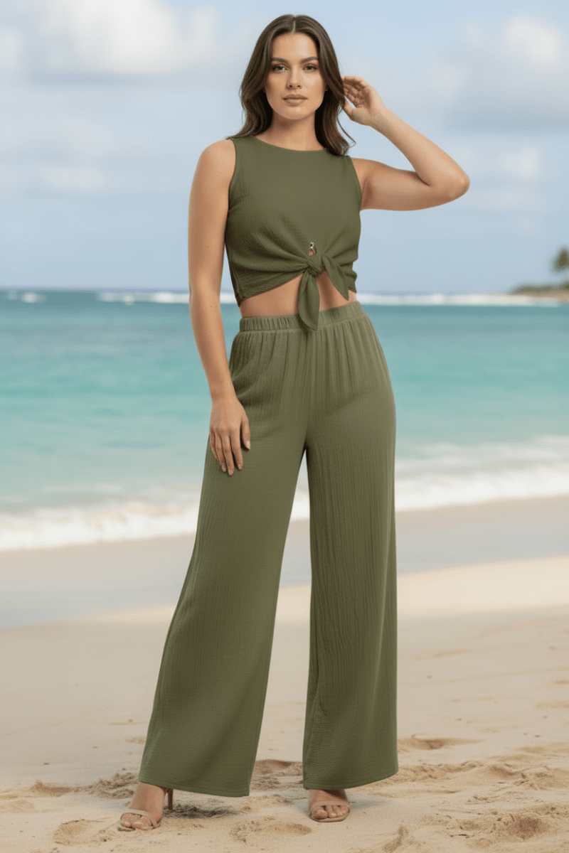 Pantalón ZADUN en Manta Green Olive para Dama | Only Cabo® - Cabostyle Store