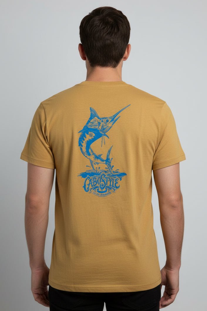 Playera Beige MARLIN MANO ALZADA 100% Algodón Caballero | Cabostyle - Cabostyle Store
