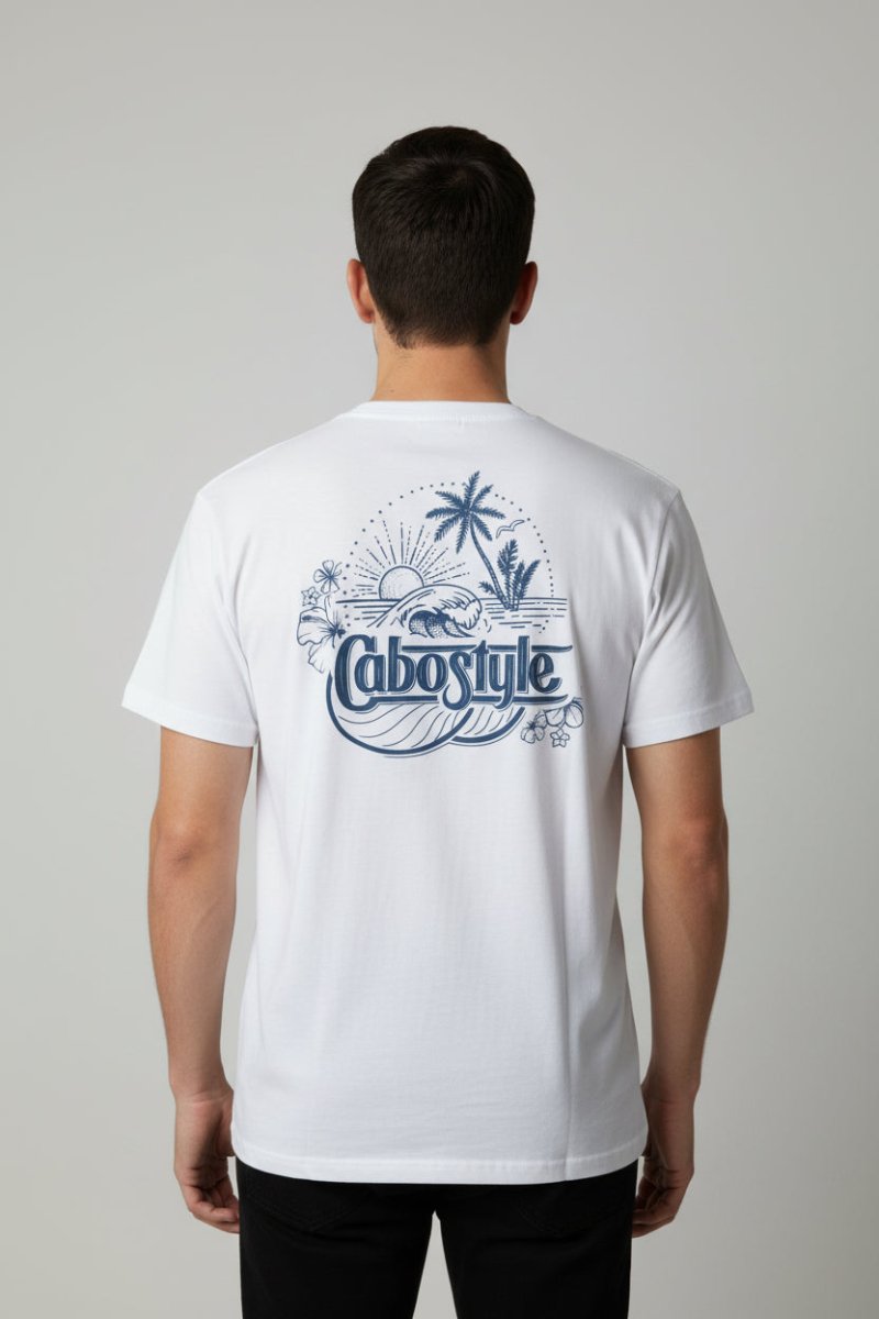 Playera Blanca y Coral OBELISCOS 100% Algodón | Cabostyle - Cabostyle Store