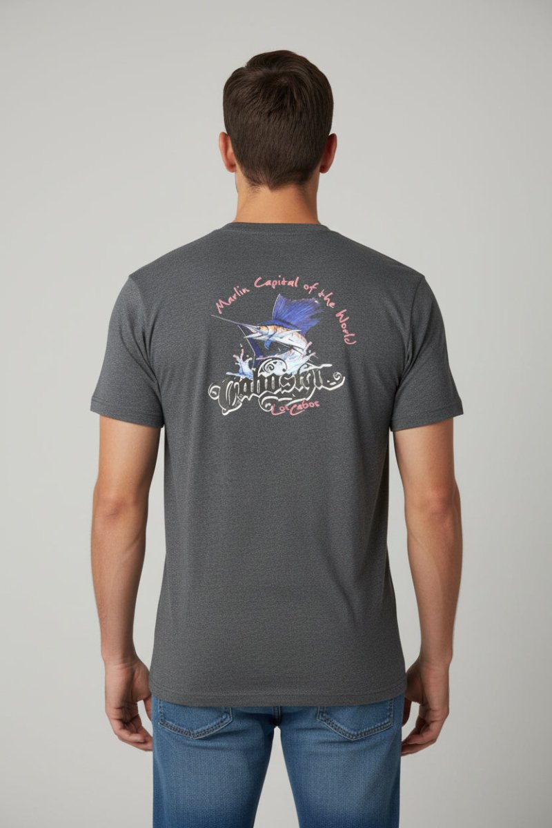 Playera Gris Jaspe MARLIN CAPITAL 100% Algodón Caballero | Cabostyle - Cabostyle Store