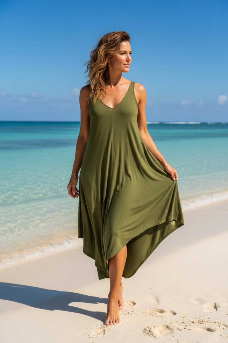 Vestido FLAMINGO en Manta Color Olivo para Dama | Only Cabo® - Cabostyle Store